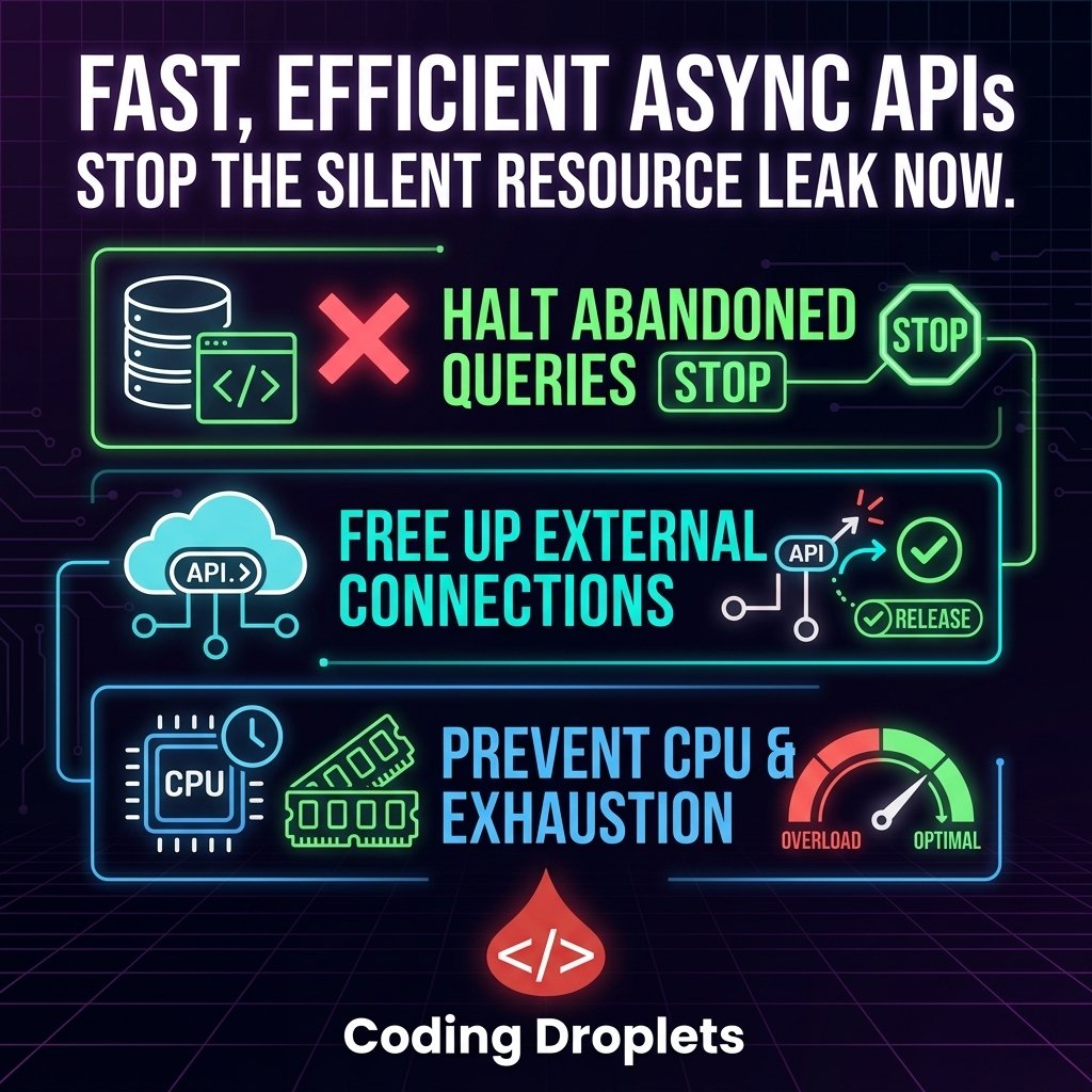 codingdroplets's tweet photo. If you aren't passing CancellationToken to your EF Core queries, your API isn't actually "Production-Ready". 

More production-level insights here: https://t.co/Er6bS0Re5c

#dotnet #csharp #backend #performance https://t.co/AaJ9rT1YoZ