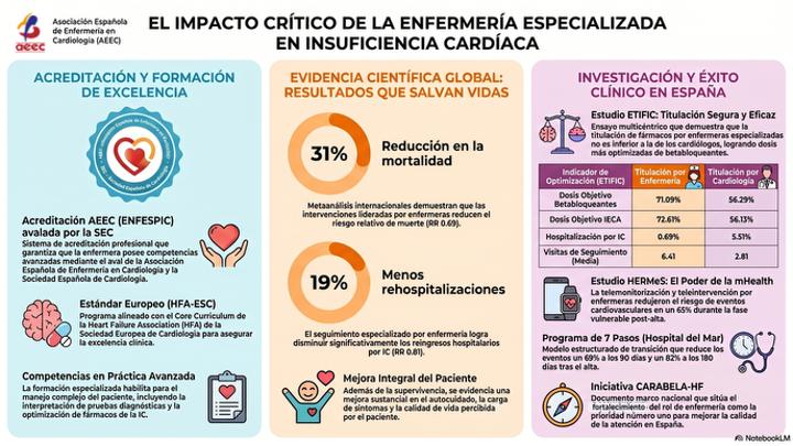 AEEC_enfcardio's tweet photo. ❤️Investigación liderada por enfermeras españolas muestra el impacto de la enfermera especializada en insuficiencia cardiaca.
ETIFIC, HERMeS Trial y MAR-HF-Titration: mejoras en seguimiento, adherencia y resultados clínicos.
#AEEC #HeartFailureNurse #Enfermería #WorldHeartDay https://t.co/yIhgIdcWKu