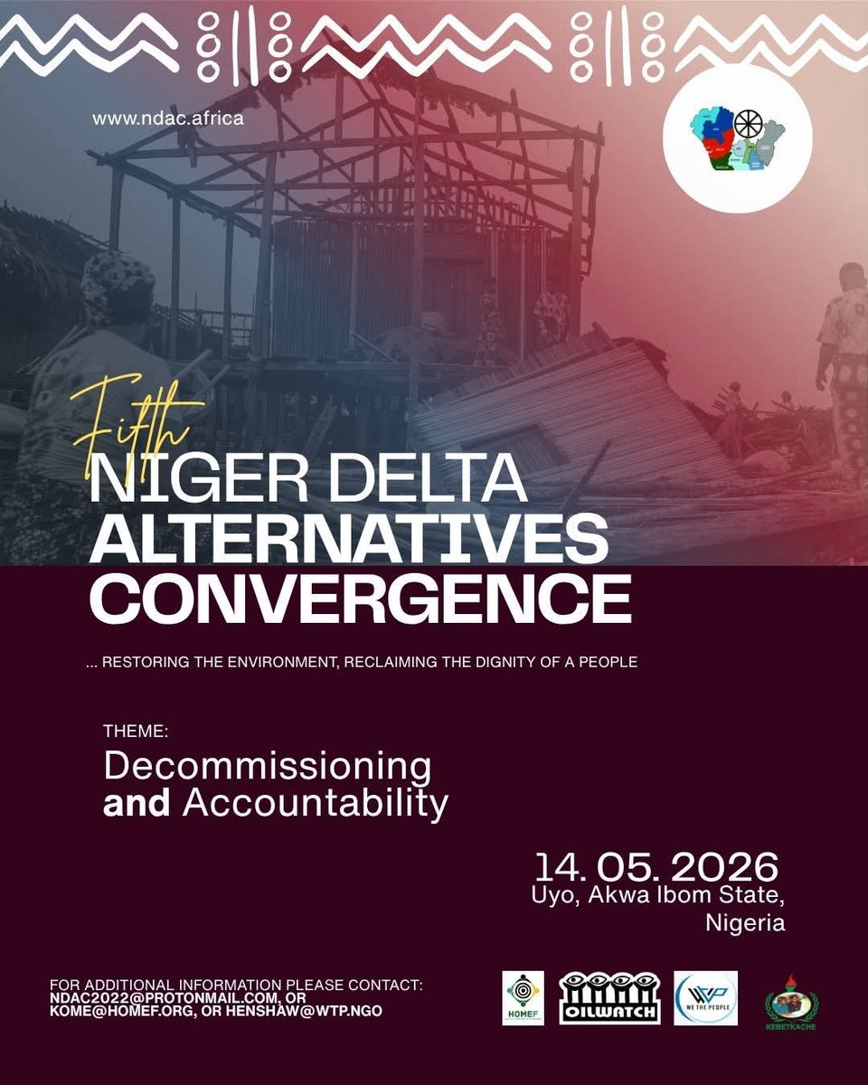 PeacePointAtion's tweet photo. NDAC 2026 is here again. In a few days we will be having the conversation that is focused around oil and gas facilities that have been abandoned and not decommissioned.  

Register now to get a virtual slot.
https://t.co/eTnkYP7Hbb 

YouTube live stream on
rtmp://a.rtmp.youtube.com/live2