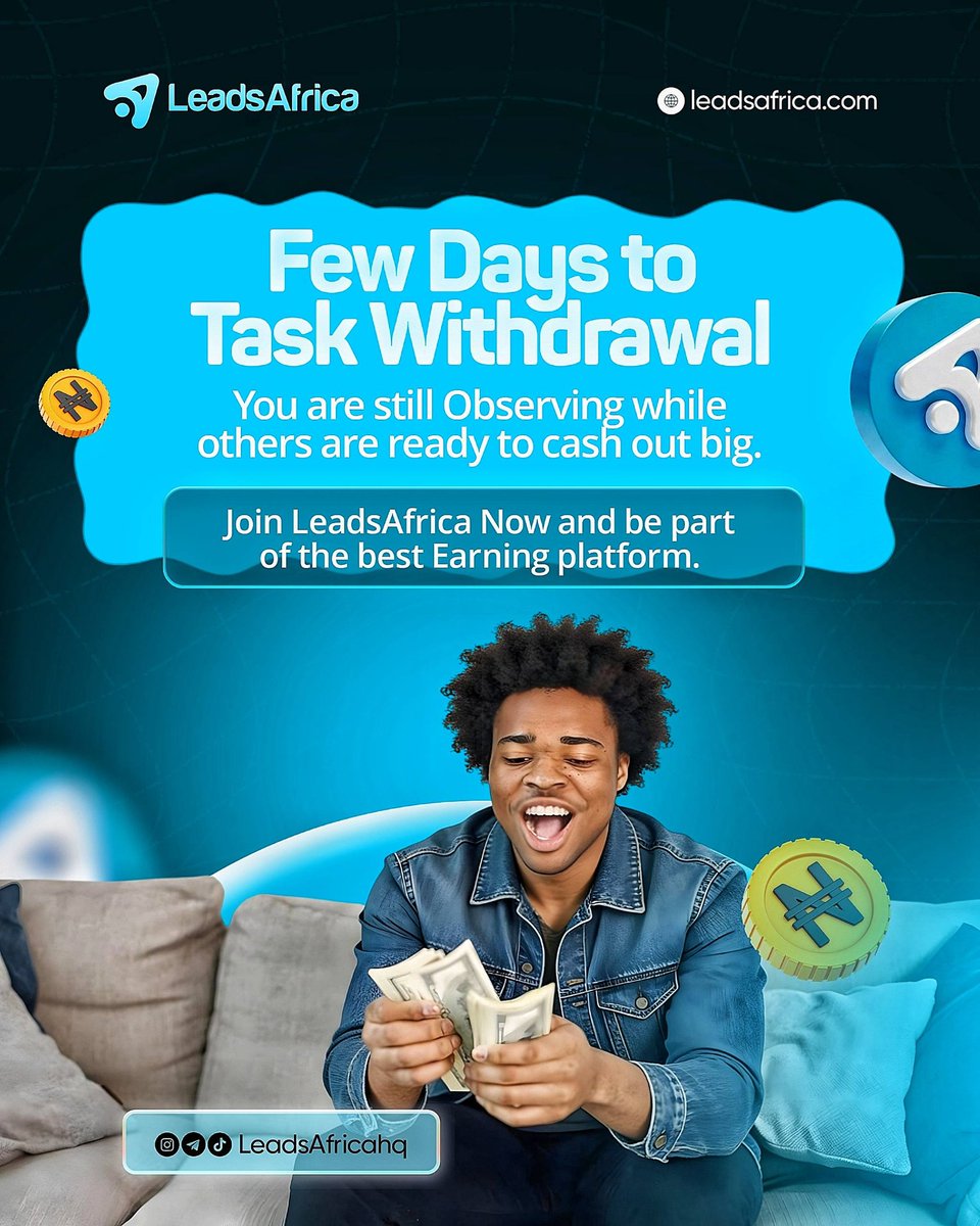 Cryptostaxbmk's tweet photo. The wait is almost over 🤭🤭Another task withdrawal is almost here and you are still watching. LeadsAfrica is the most reliable platform to earn from daily, and very soon, you will see the proof. With the most affordable plans available, Join the winning team now https://t.co/WnfQkjoywW