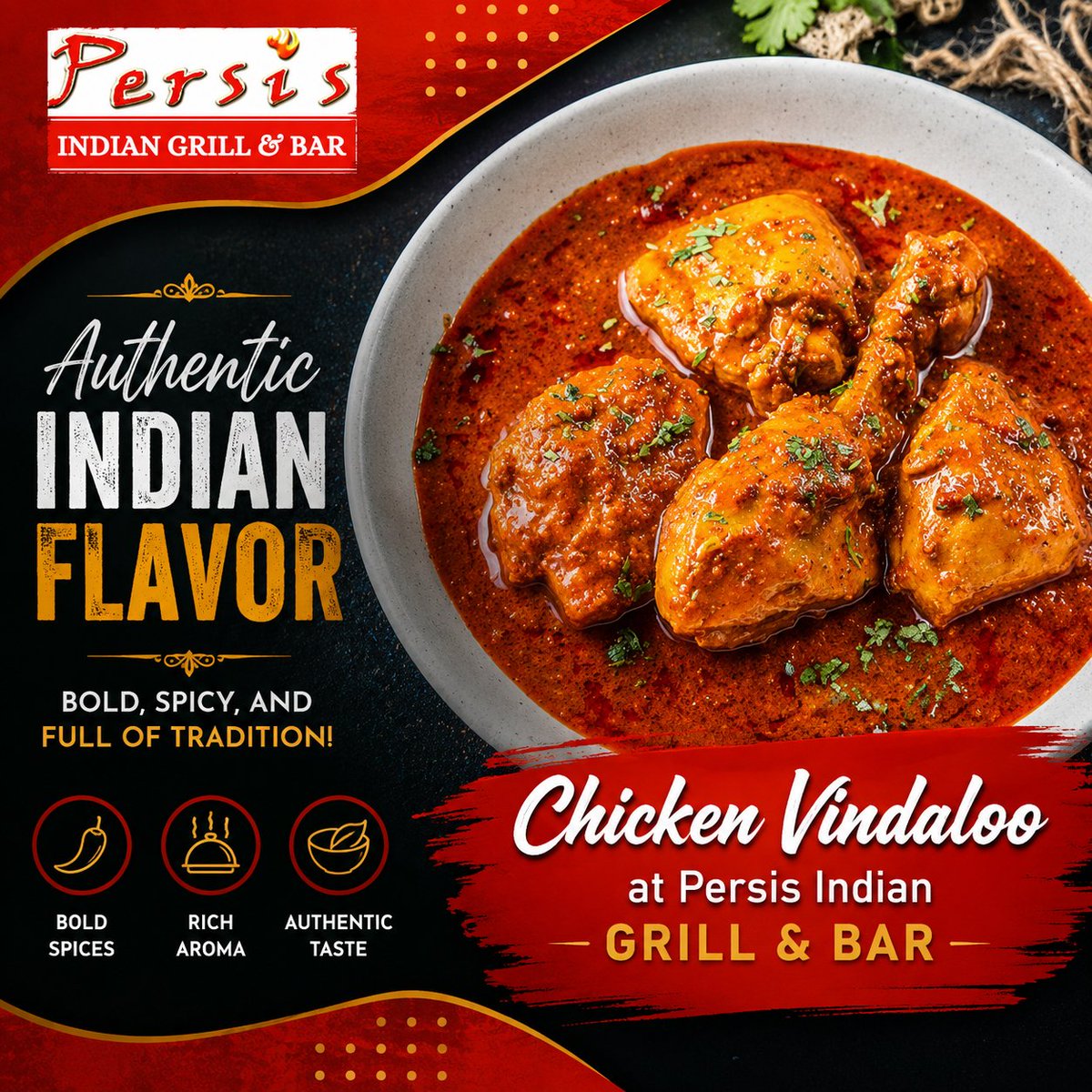 PersisGril's tweet photo. Bold spices, rich flavors, and tender chicken — Chicken Vindaloo at Persis Indian Grill &amp; Bar is a must-try! 🍛🌶️

#ChickenVindaloo #PersisIndianGrill #CorpusChristiFood #IndianCuisine https://t.co/y6aCmO8Ind