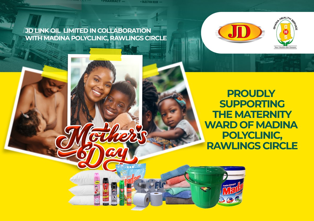 JDLinkOil's tweet photo. On Mother's Day, JD Link Oil is would share love, care, and support with mothers and newborns at the Maternity Ward of Madina Polyclinic, Rawlings Circle, through the donation of essential items.
#MothersDay #JDLinkOil #JDLinkCares #GivingBack #CommunitySupport #SupportingMothers https://t.co/t4SZM7N6wL