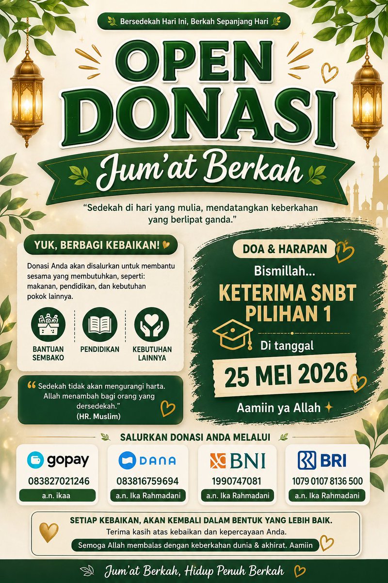 kaa lagi open donasi buat Jum'at berkah tweet media