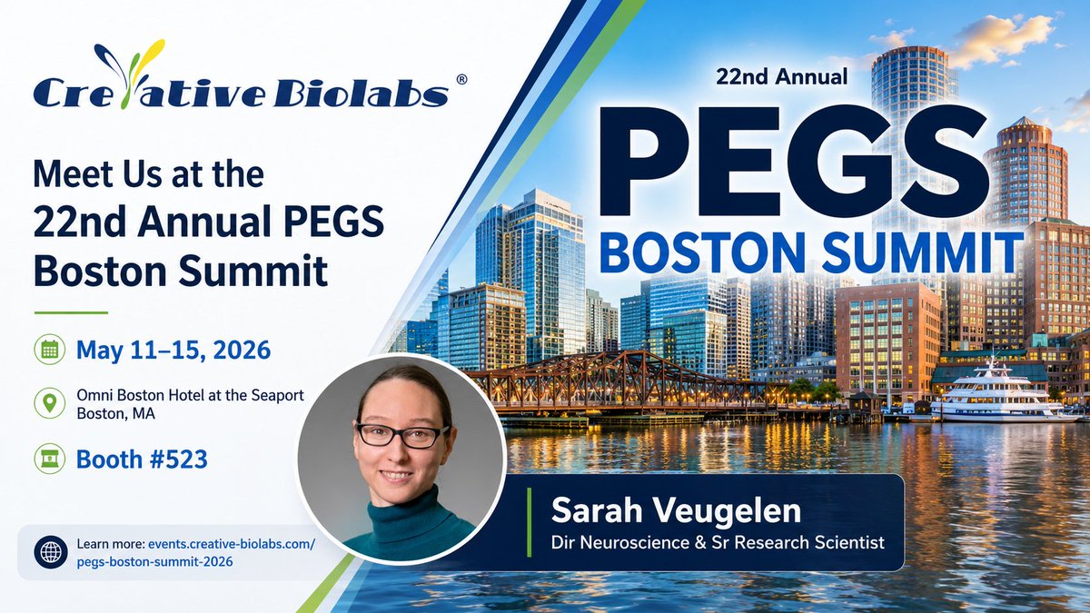 creativebiolabs's tweet photo. Only 2 days to go until #PEGSummit Boston 2026!
Creative Biolabs will be onsite May 11–15 to discuss protein &amp; antibody engineering, biologics development, immunotherapy, and AI/ML-driven research.
📍 Omni Boston Hotel
📌 Booth #523
Learn More:https://t.co/Uzda7FT6Jz https://t.co/r5t2O40nHv