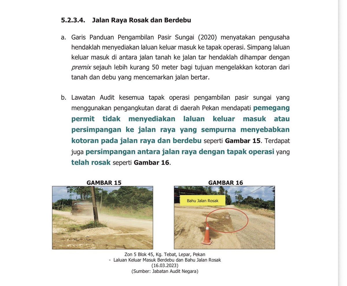 76Shae's tweet photo. @Kirin96116032 @azamramli0901 @KlutzyKucing Laporan ni dari Ketua Audit Negara pasal aktiviti perlombongan pasir di Pahang. https://t.co/BYjwbc7FvO