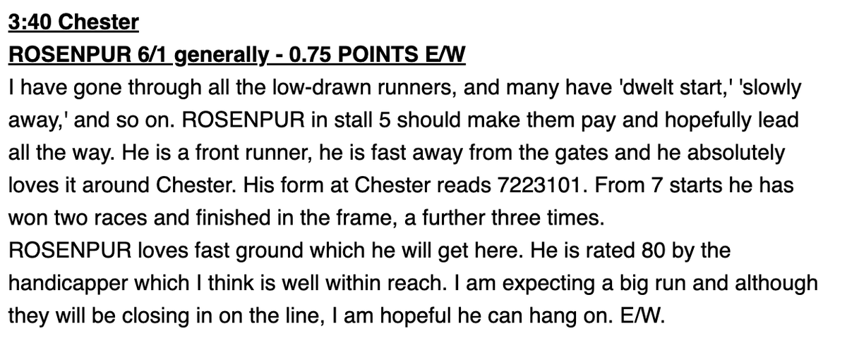 JPW Racing Tipster tweet media