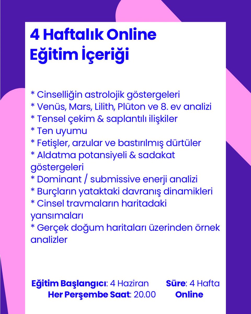 efemerris's tweet photo. Cinsel Astroloji Sınıfı için zaman daralıyor ve Kontenjan ile sınırlı 🙌🏻
Sohbet tadında ilerleyecek olan bu eğitim, hepimize çok şey katacak 🫶🏻 https://t.co/WNiyyiVgPe
