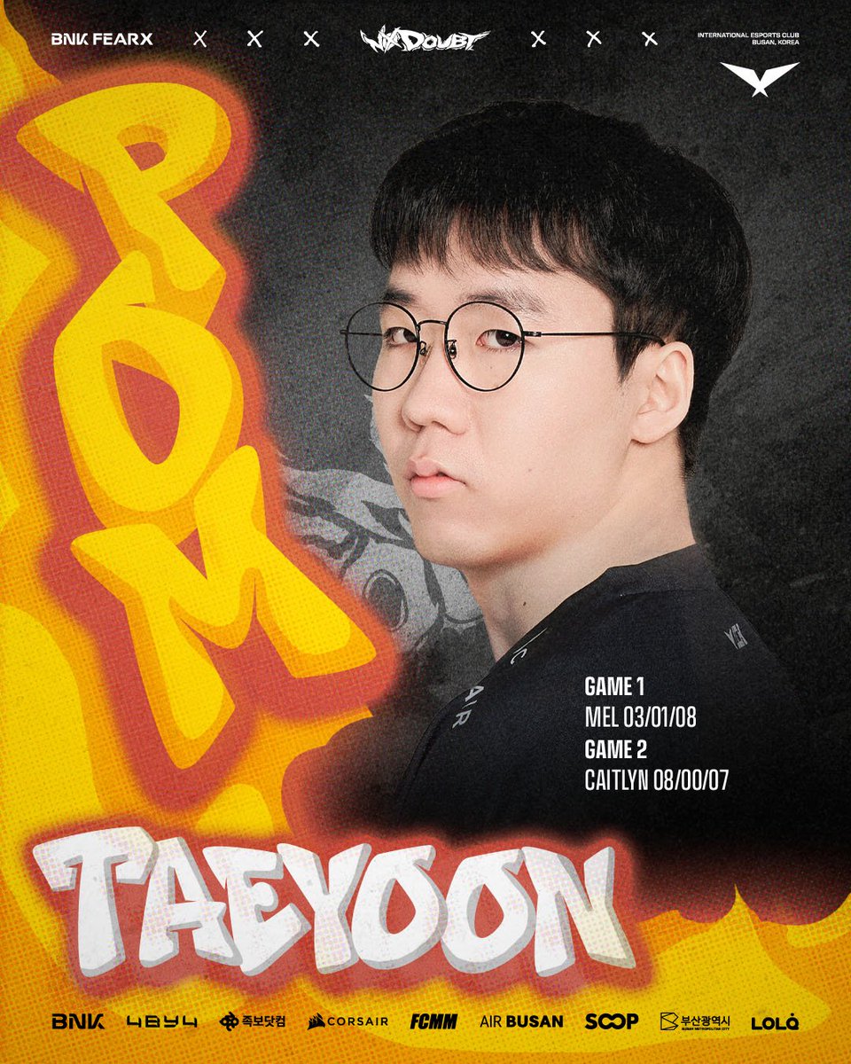 𝟮𝟬𝟮𝟲 𝗟𝗖𝗞 𝗥𝗢𝗨𝗡𝗗 𝟮 vs KT

Play of Match ‘TAEYOON’

#BNKFEARX #BFXWIN #NODOUBT