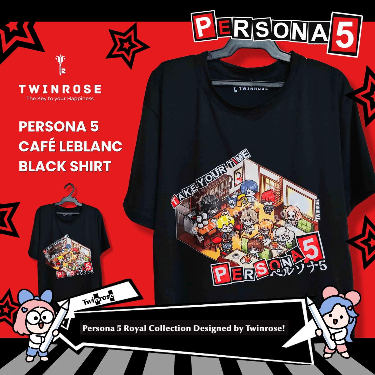 TwinroseShop's tweet photo. You never saw it coming 👀‼️

Twinrose presents... our PERSONA 5 COLLECTION!

Drawn and designed by us for all Phantom Thieves supporters 😉✨!

Check out the thread below ⬇️

#persona5 #persona5royal https://t.co/fdH9m3kNUr