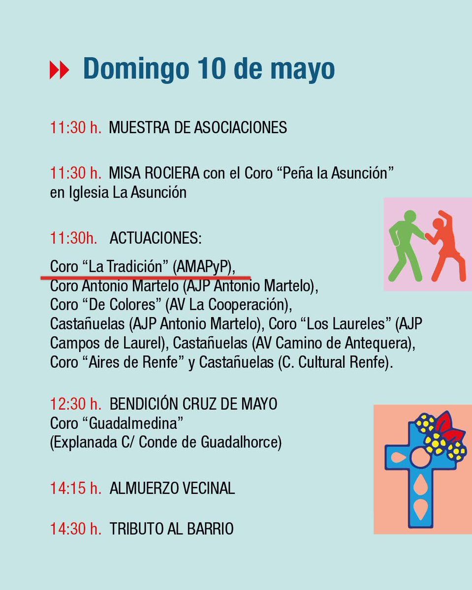 AsocAMAPyP's tweet photo. Mañana actúa nuestro Coro La Tradición en la Semana Cultural de la Cruz del Humilladero. Os esperamos para pasar un día de diversión. 
@malagadistritos https://t.co/CwUYIb1OBi