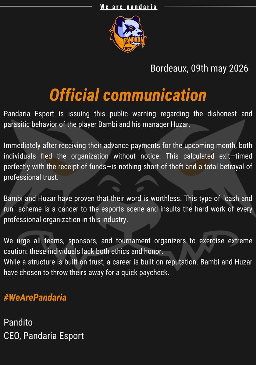 Pandaria Esport tweet media