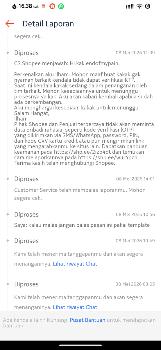 alloffmyhate's tweet photo. betapa plengernya pelayanan CS @ShopeeCare @ShopeeID jawaban template yang hanya di edit tanpa adanya penyelesaian masalah 🐧masalah verifikasi saja sulitnya minta ampun, dijelasin masalahnya jawabannya sama semua sampe mau muntah ngejelasin semuanya https://t.co/tKMcWUBh0t