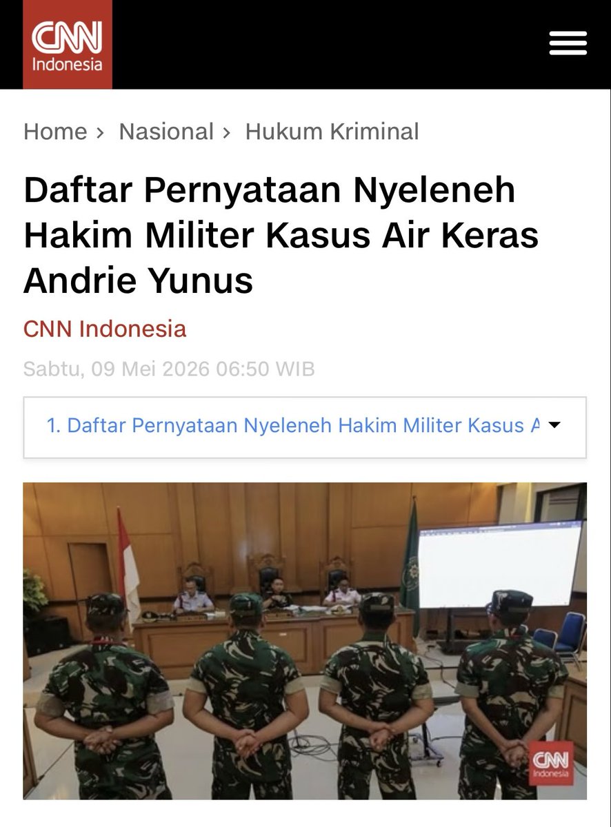 Andrie Yunus jelas adalah korban.
Korban penyiraman air keras, lah hakim malah sibuk debat kenapa korban pakai masker, kenapa kok gak datang, sampai nanya apakah luka korban benar akibat air keras.

Negeri yang aneh.
Yang disidang pelaku,
yang dicurigai malah korban.

Kalau