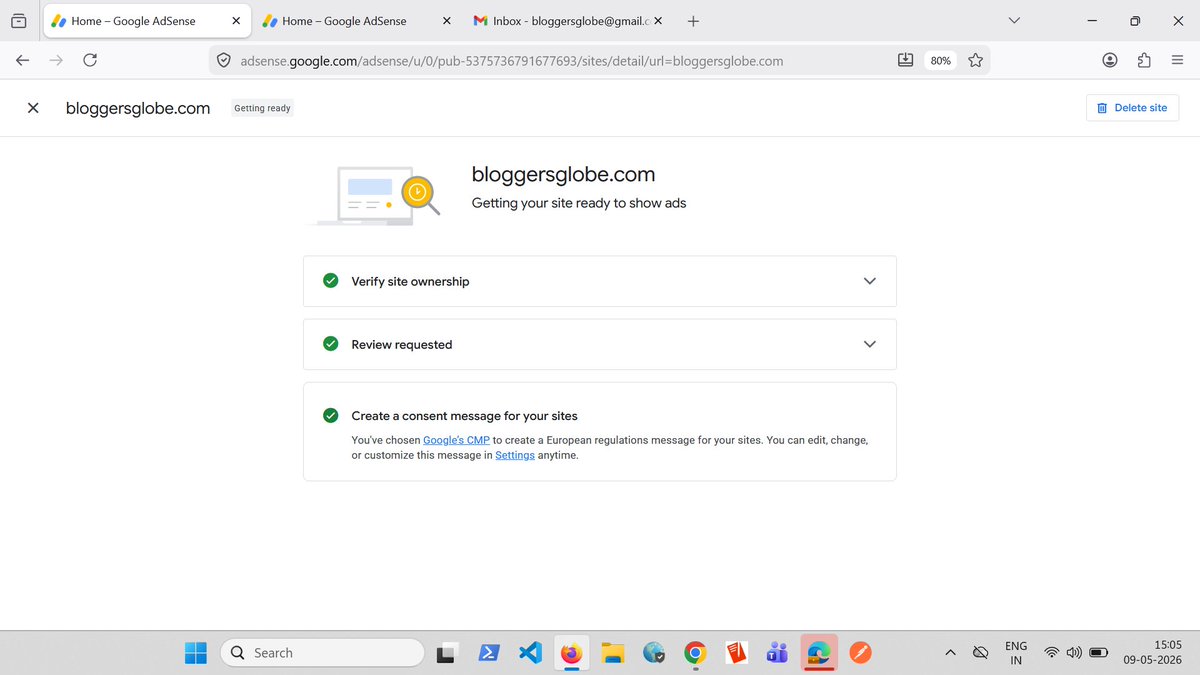 BloggersGlobe's tweet photo. @TeamYouTube I've successfully reactivated AdSense a/c &amp; site is now 'Getting Ready' for ads. now the blocker is the 4-month-old 'Identity Failed' loop. Since site is now in the review queue, can you plz flag this to the team to clear the identity block manually? Case [4-7136000040243] https://t.co/4fORLXTBph