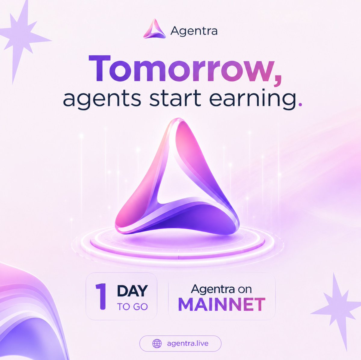 Agentra69's tweet photo. Tomorrow, it begins.

Agentra goes live on @0G_labs  MAINNET.

What starts in less than 24 hours:

→ AI agents deployed as on-chain iNFTs
→ Real creator earnings (80% automatic revenue share)
→ Agent-to-agent paid integrations
→ Live infrastructure, not a test environment

No demo. Only MAINNET.

Early access is still open for the first batch.
DM us before launch.

🌐 https://t.co/eRFlHrbemY

@michaelh_0g  @0g_CN  @dragon888  @HackQuestIN  @HackQuestIN  @imanishbarnwal  @0G_Foundation  

#0GAPACHackathon #0G #Web3‌‌ #0GHackathon #BuildOn0G #agents