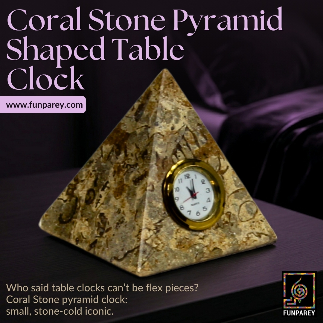 Funparey's tweet photo. A Coral Stone Pyramid Table Clock with real character.

Perfect for desks that need more than basics.
https://t.co/UnlMqrajwL 

#TableClock #DeskDecor #StoneCraft #Decor #Funparey https://t.co/tbCZyklyb1