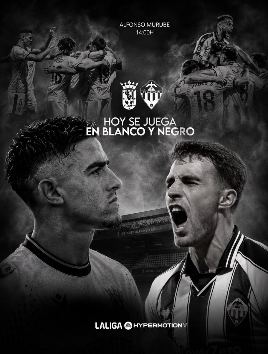 ADCeuta_FC's tweet photo. 𝑪𝒂𝒓𝒕𝒆𝒍 𝒐𝒏𝒍𝒊𝒏𝒆 🖼️ | “Hoy se juega en blanco y negro.”

Mismos colores. Una bonita batalla 🤍🖤
@CDCastellon 

#ADCeutaFCCastellón https://t.co/WYqYqrB15T