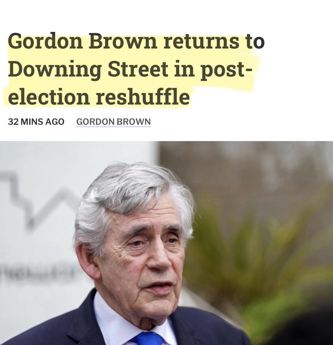 🤡 And Globalist Gordon is BACK! 
Here’s a list of Gordon’s highlights.

▪️Banking deregulation before the 2008 crash

▪️Massive bank bailouts after financial collapse

▪️”Brown’s Bottom” gold reserve sell-off

▪️Expansion of crippling PFI debt schemes

▪️Sharp rise in UK public