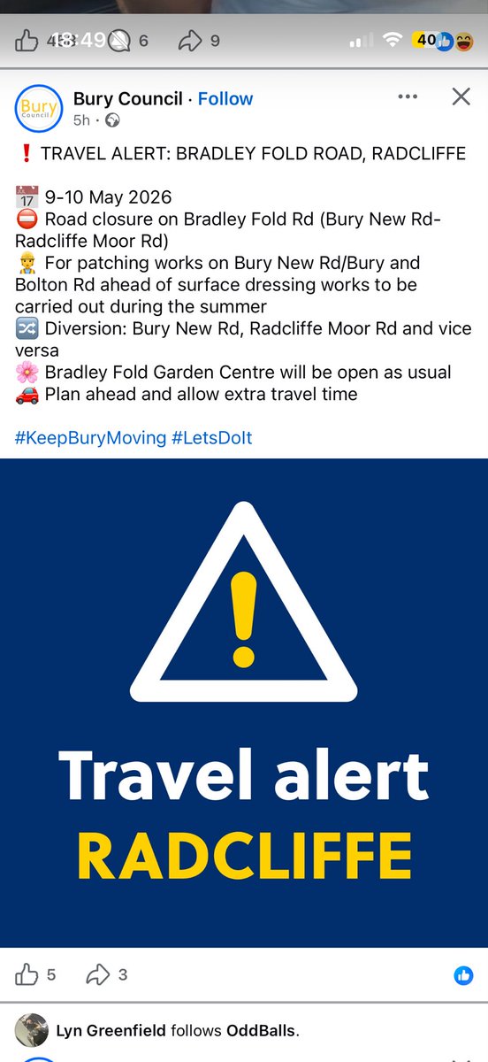 LauraR1707's tweet photo. @BeeNetwork Thanks however I know Bradley fold road is closed as per this picture but there’s no diversions showing so where will the 512 be going https://t.co/oKq93LwnR4