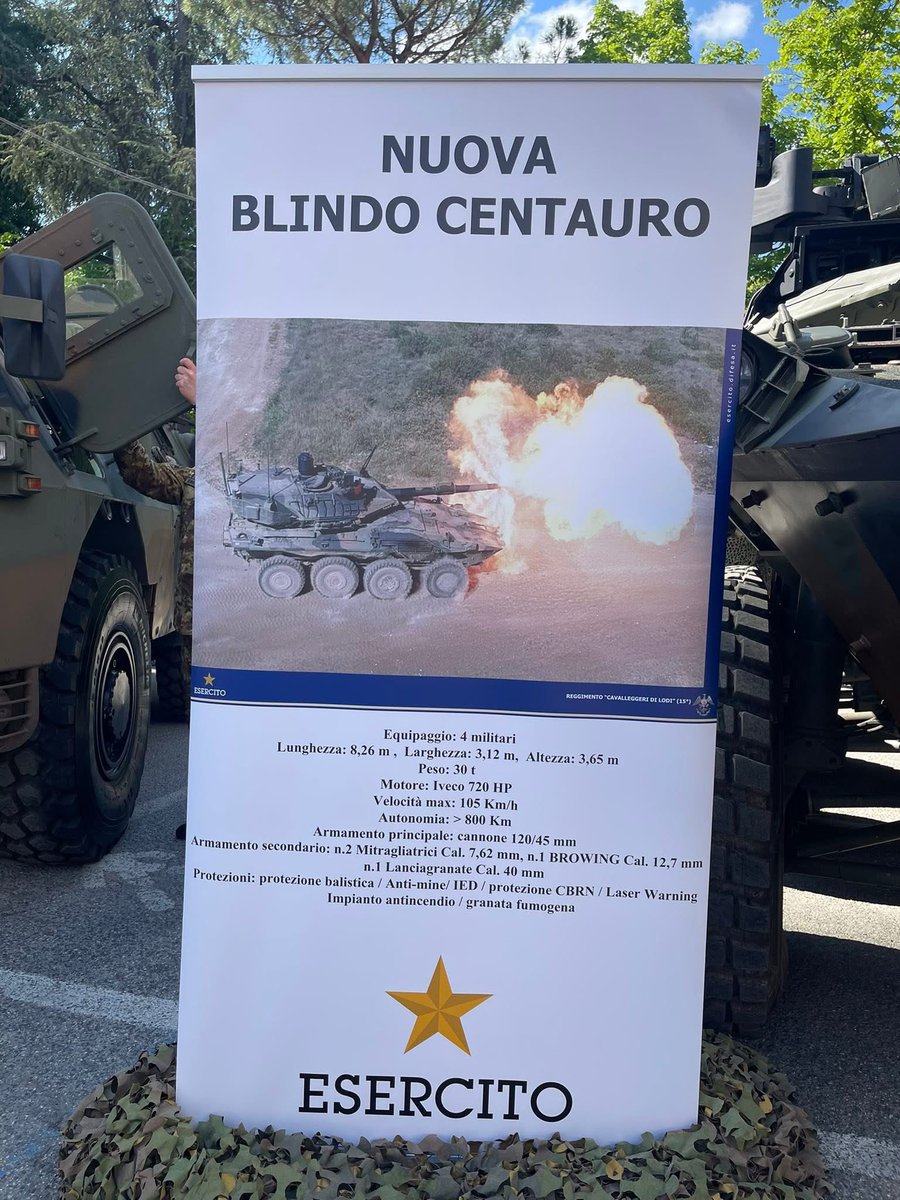NichoConcu's tweet photo. Centauro II being showcased for the Italian Army anniversary. Good look at the secure ammunition compartment on the hull which protects the crew if it’s ever hit there. https://t.co/R0xF81GK1i