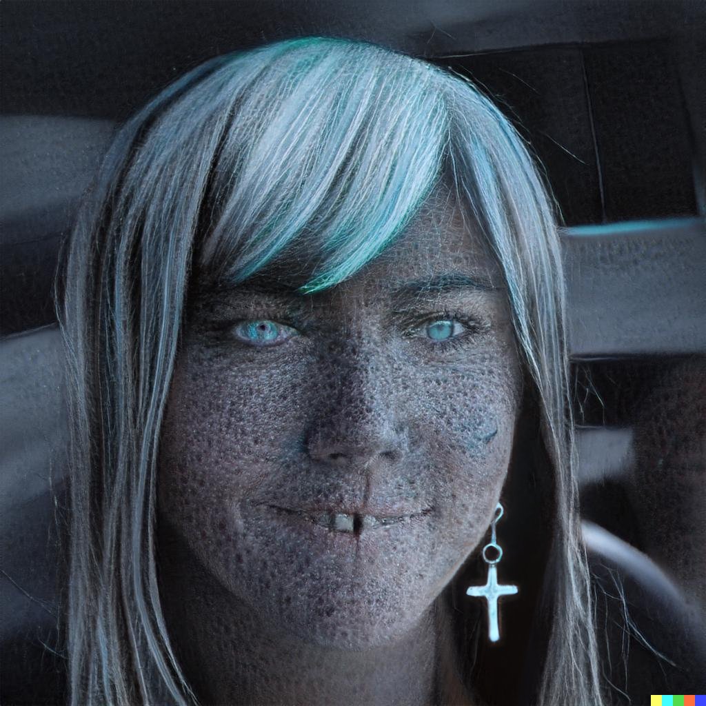 syscry_'s tweet photo. n:euganics [a portrait of the many]

I bred two ways of seeing against each other.

One was mine: a private collection of photographs taken over the previous eight years, a record of what I had been looking at. The other was a public model trained on a wide array of internet-sourced human faces. The portraits that emerge are samples from the offspring distribution: not portraits of anyone in particular, not characters, but descendants of the cross.

Selected images I outpainted by hand in DALL·E 2, a model OpenAI has since retired. That second pass works on the surface of an individual body without entering the lineage.

Other traits come from earlier in the chain. The scars, the skin anomalies, the marks that read like accidents of biography — these surface from the bred latent itself. They are not in any photograph I took. They are in the shape eight years of looking has when the network compresses it. The cross found them in the geometry of an attention.

I left the artifacts in. The pebbled, lichen-like skin across the series is the seam where the two distributions disagreed about what flesh is. That surface is the most honest thing in the work.

I called it n:euganics. The colon is a wound and a namespace. These are not portraits of individuals. They are portraits of the encounter. Made while it still left a seam.

StyleGAN2, DALL·E 2, custom dataset, 2023