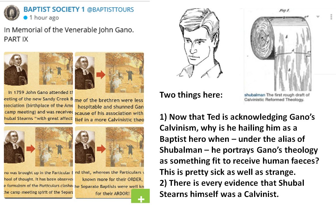 weecalvin1509's tweet photo. @RiderforJesus Interesting. Your definition of "we Baptists" is interesting when you join these few dots In an earlier tweet, you describe John Gano as a "KJV Baptist" yet Gano was a 5 point Calvinist and so, according to you, was accursed of God. Your #oldpaths aren't worth much, are they? https://t.co/nFHhVmlbek