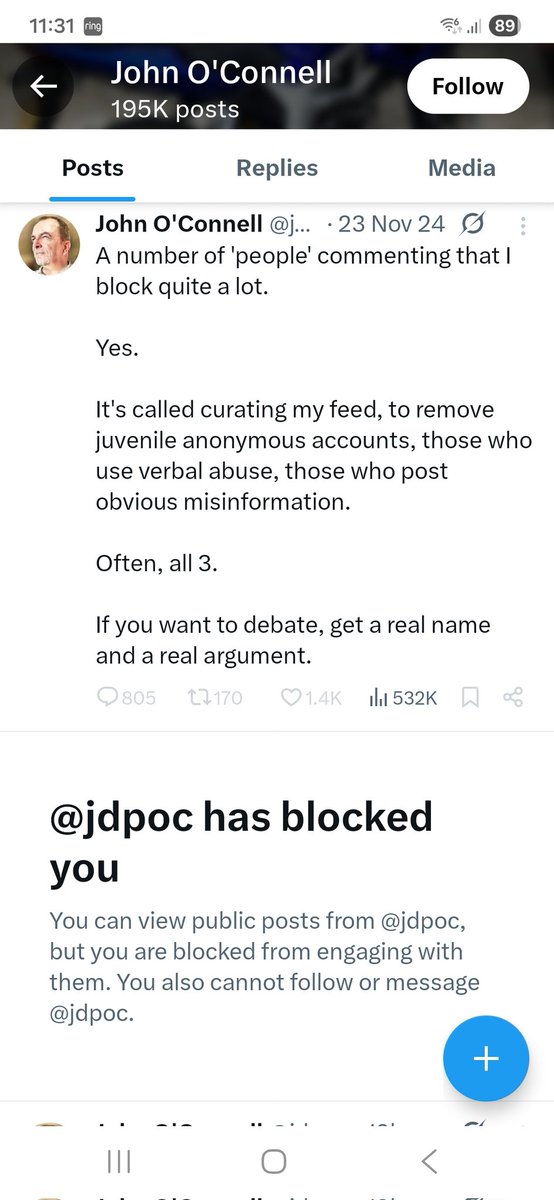 theequaliser50's tweet photo. My week just gets better, ultra far left wing twat and super blocker john doing what he does best and only likes to hear his side of any debate 😂😂😂😂🤡 https://t.co/1E8QvqW181