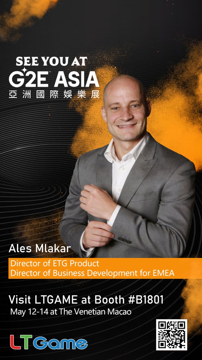 ltgamesmacau's tweet photo. LT Game will be exhibiting at G2E Asia Macau 2026, I will be at our booth throughout the show and would be glad to meet with you to discuss market growth and how our ETG solutions can support your operational needs.
See you at G2E Asia Macau!
📍 G2E Asia Macau | Booth #B1801 https://t.co/9d9ZcMGYjS