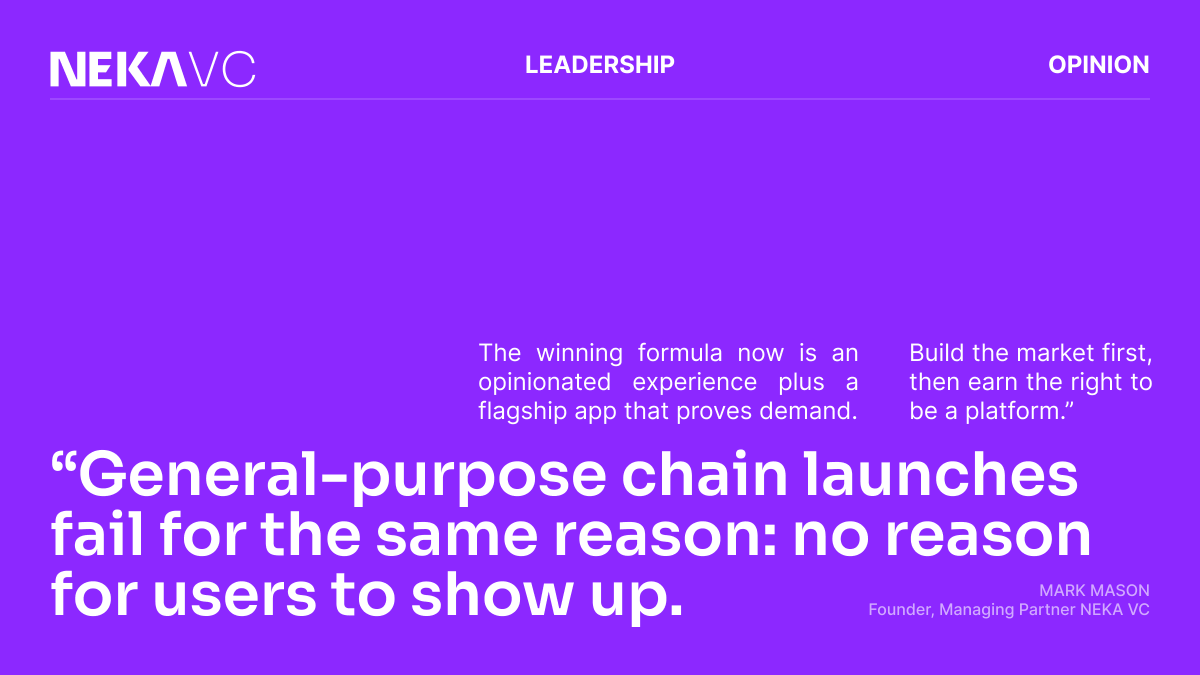 NekaVC's tweet photo. Launching another general-purpose #Blockchain without users is like opening a mall with no stores.

The strongest ecosystems now start with a clear UX thesis and one application people actually want.

#Web3 #CryptoVC https://t.co/cnh2dujxWq