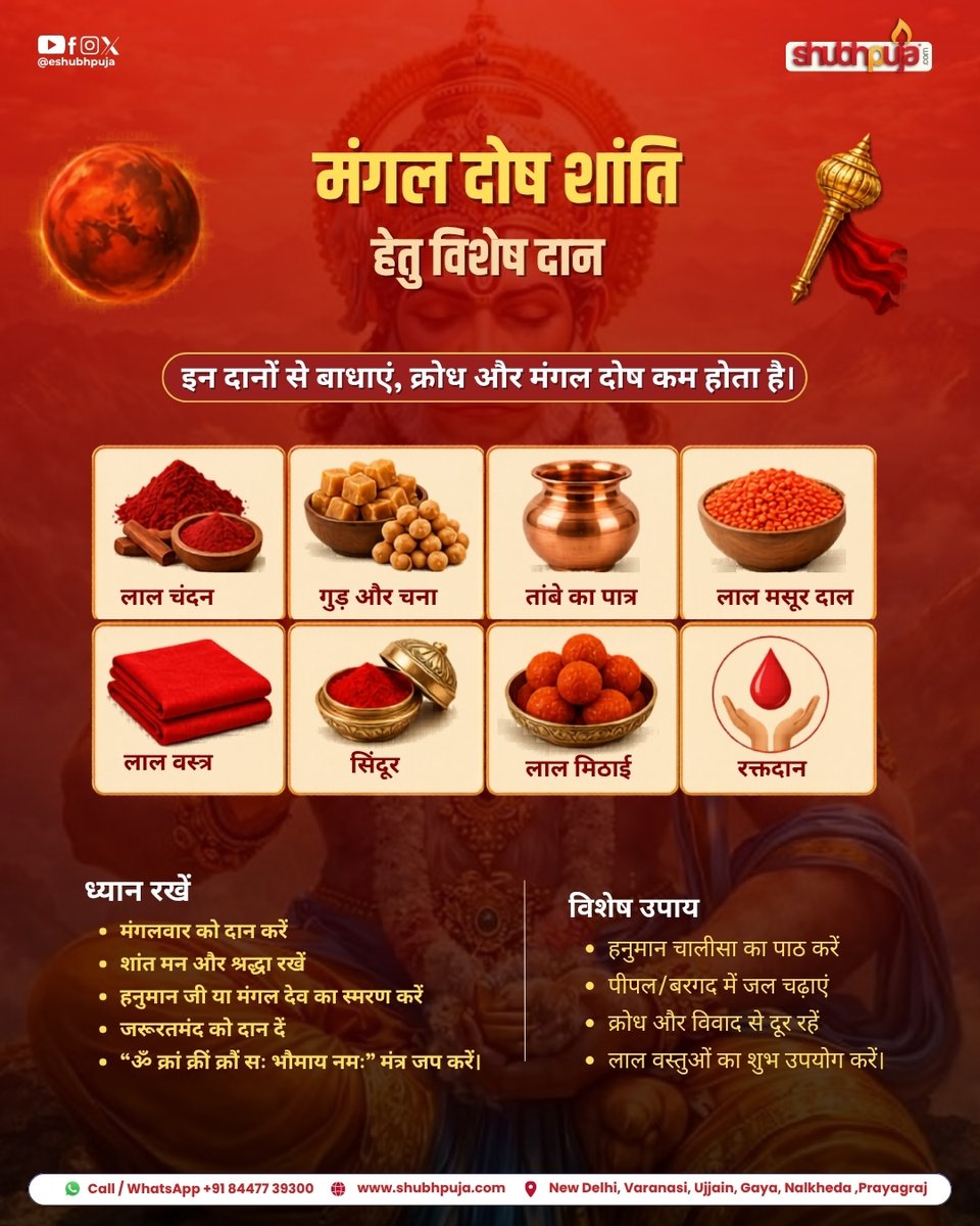 eShubhpuja's tweet photo. “जब मंगल अशांत हो, तो दान, श्रद्धा और संयम ही सबसे बड़ा उपाय बनते हैं. 🔱❤️
हनुमान कृपा से हर बाधा दूर हो, और जीवन में साहस, शांति व ऊर्जा बनी रहे.”

#MangalDosh #HanumanJi #SpiritualHealing https://t.co/Cs5PQ8TzUw