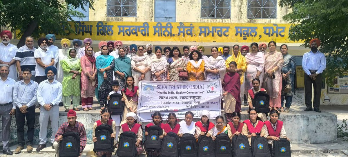 SEVATrustIndia's tweet photo. Pleased to support this program held at Captain Manjeet Singh Gill Govt. SSS School Dhamot (Ludh Punjab) dedicated to martyr Captain Gill who sacrificed his life during 1971. Our Ludhiana Distt. (Women Wing) President distributed Educational Kits to rural children &amp; paid tribute. https://t.co/n9WZU95n26