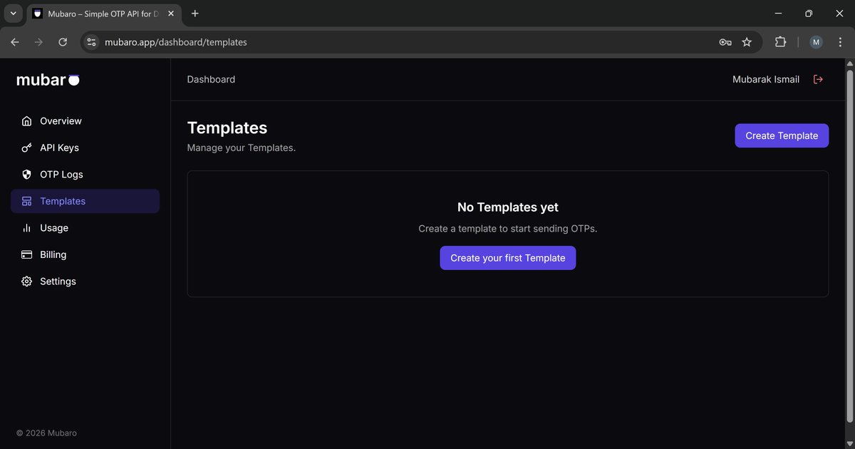 Mubaroapp's tweet photo. Now this is the interesting part
Custom OTP templates 

Personalize the OTP experience for your users 
-Customed branding
-Tailored message
-Cleaner user experience
Because authentication emails shouldn’t look generic https://t.co/nhy1C5o3kU