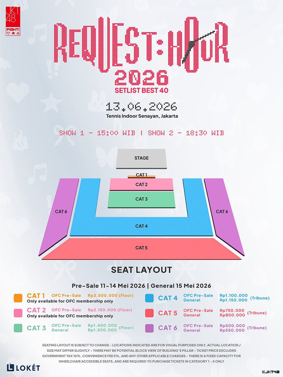 OPEN JASTIP / JASWAR / TICKETING SERVICE FOR

JKT48 Request Hour 2026 Setlist Best 40

📆 16 Juni 2026
📍 Tennis Indoor Senayan

-Fee Murah
-Pakai Akun dan Data Diri Customer
-Self Payment fee belakangan kalo gadapet gabayar
-100% Trusted, sudah lebih dari 500++ tiket secured

DM