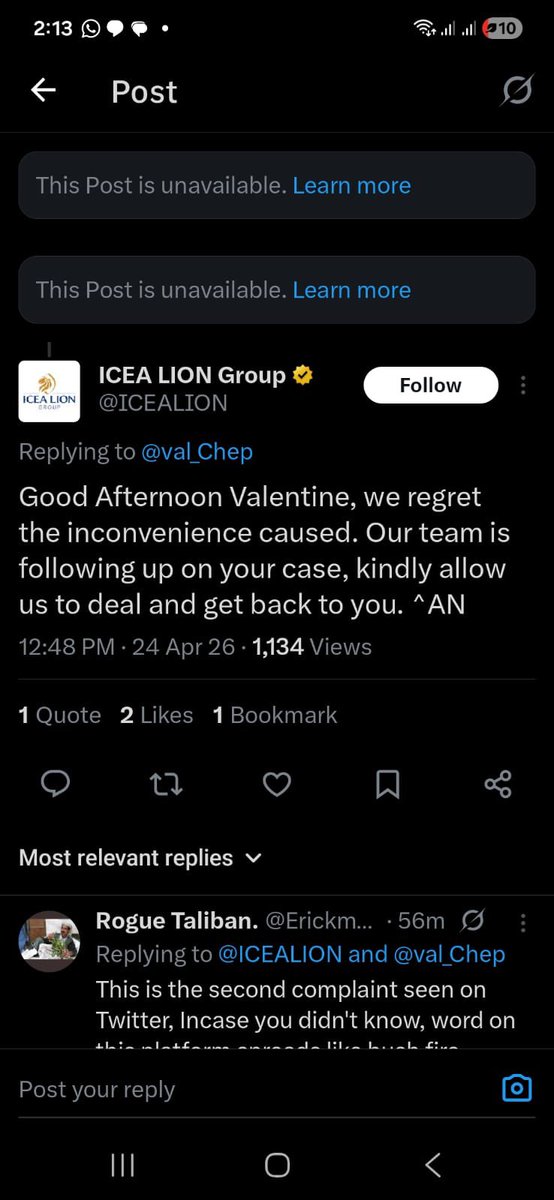 BravinYuri's tweet photo. The same @ICEALION declined to do what they should have in the case of @Val_Chep. This was their response and instead reported the account and it was suspended. The matter is now in court.

Some of these brands have no common sense. Brands have collapsed because of such. https://t.co/0Brp0CLMD4