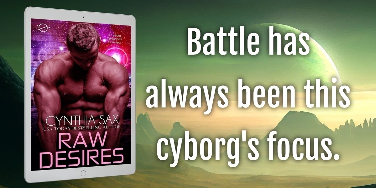 CynthiaSax's tweet photo. Raw Desires 
Battle has always been this cyborg's focus. 
Buy Today! 
Amazon: 
https://t.co/PT1DP9laq1 
@AppleBooks : 
https://t.co/ojc9WhVEto 
@kobo : 
https://t.co/U7YcPBdh8i 
#CyborgRomance https://t.co/xc2JIuKJlF