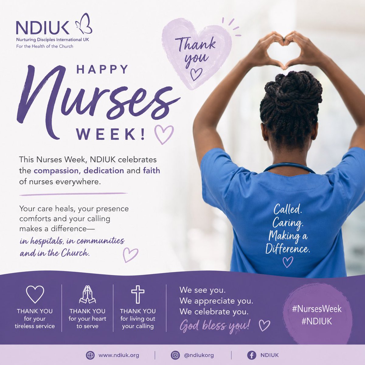 NDIUKCommunity's tweet photo. To all the amazing nurses in our community and across the UK 🇬🇧❤️

NDIUK celebrates your compassion, sacrifice, dedication and endless care during this Nurses Week.

Your hard work never goes unnoticed. We appreciate you today and always 👏🏾💙

#NursesWeek #NDIUK https://t.co/VBg24YciS8