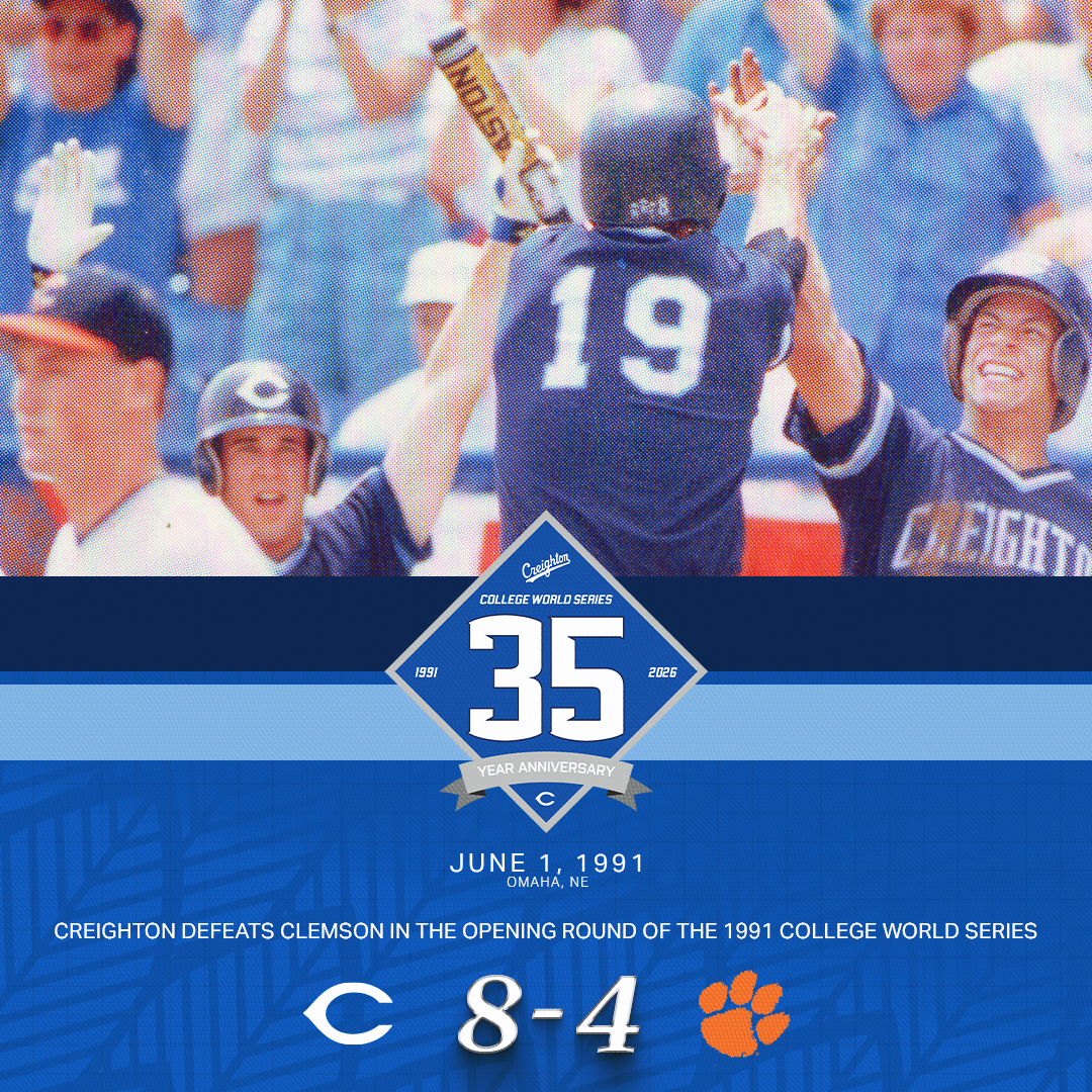 June 1, 1991: Creighton defeats Clemson in the opening round of the 1991 College World Series, the first of two wins during the CWS appearance.

Today, we honor our '91 College World Series team as we celebrate the 35 year anniversary of their outstanding achievement.

#GoJays