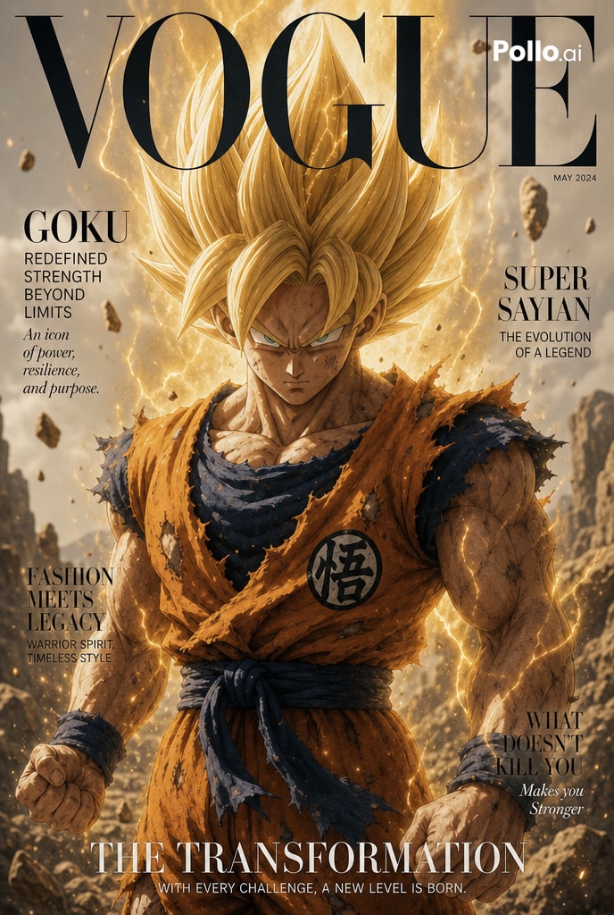 GeorgeWuAI's tweet photo. I still can't get over how easy it is to make these Vogue covers!
GPT image 2 prompt:
1) Vogue cover. Luffy with a fierce gaze.
2) Vogue cover. Goku going super saiyan
@itsPolloAI #PolloAI #PolloAICPP https://t.co/WoEmMNvIDV