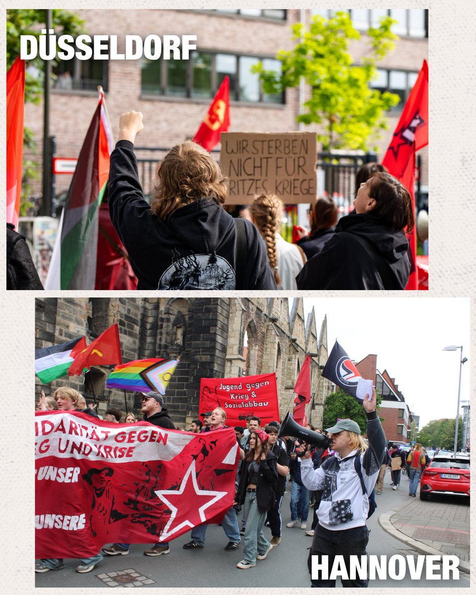FKOonline's tweet photo. In über einem Dutzen Städten waren wir mit hunderten Genoss:innen zum dritten Schulstreik gegen die Wehrpflicht auf der Straße! https://t.co/xrT0mqXVa5