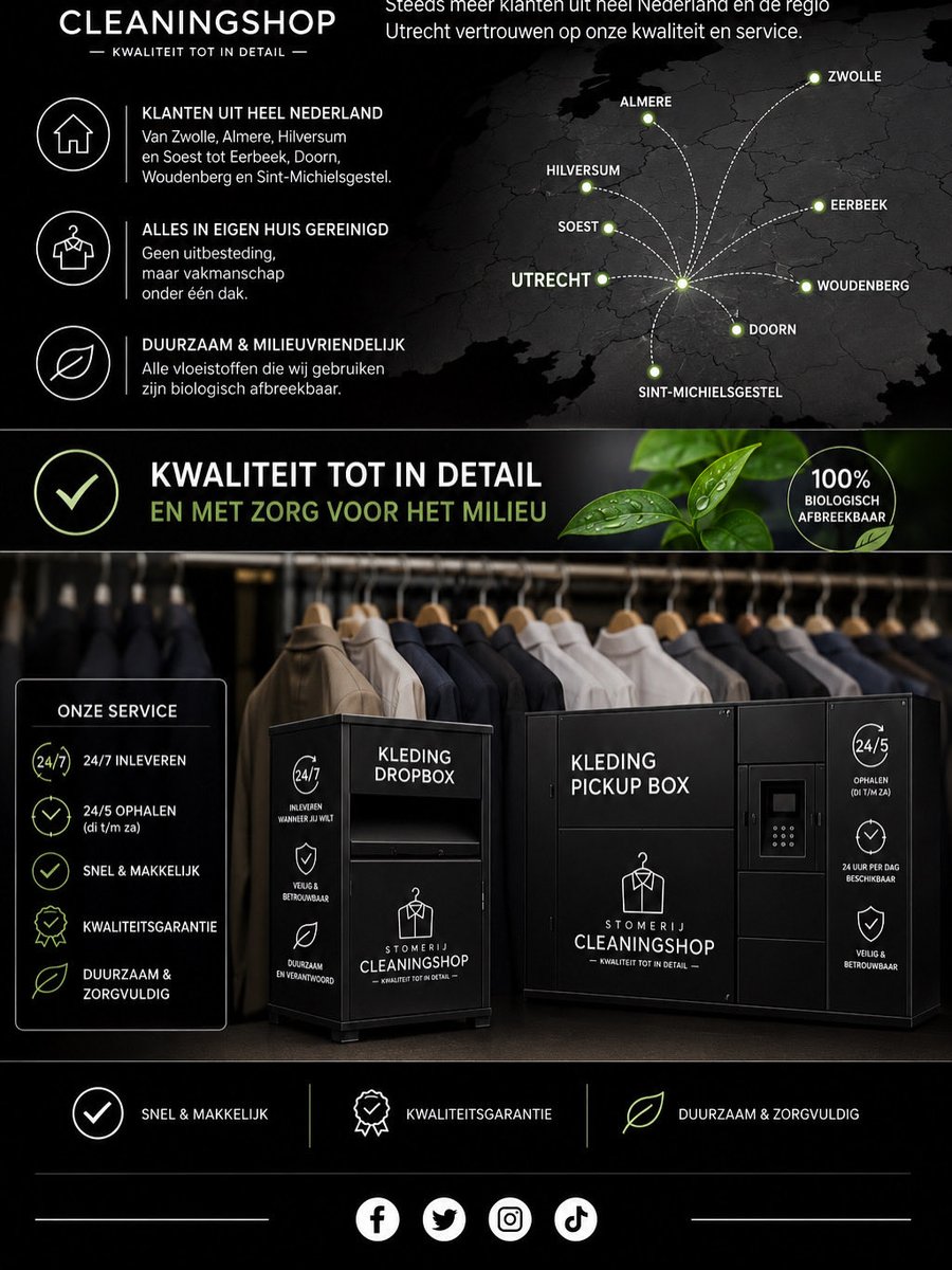 StomerijTips's tweet photo. Van Zwolle tot Utrecht — klanten weten ons te vinden. 👔✨
Alles in eigen huis gereinigd én biologisch afbreekbaar. ♻️
#stomerij #duurzaam #drycleaning #utrecht #kwaliteit #fashioncare https://t.co/x2w6NOpF0D