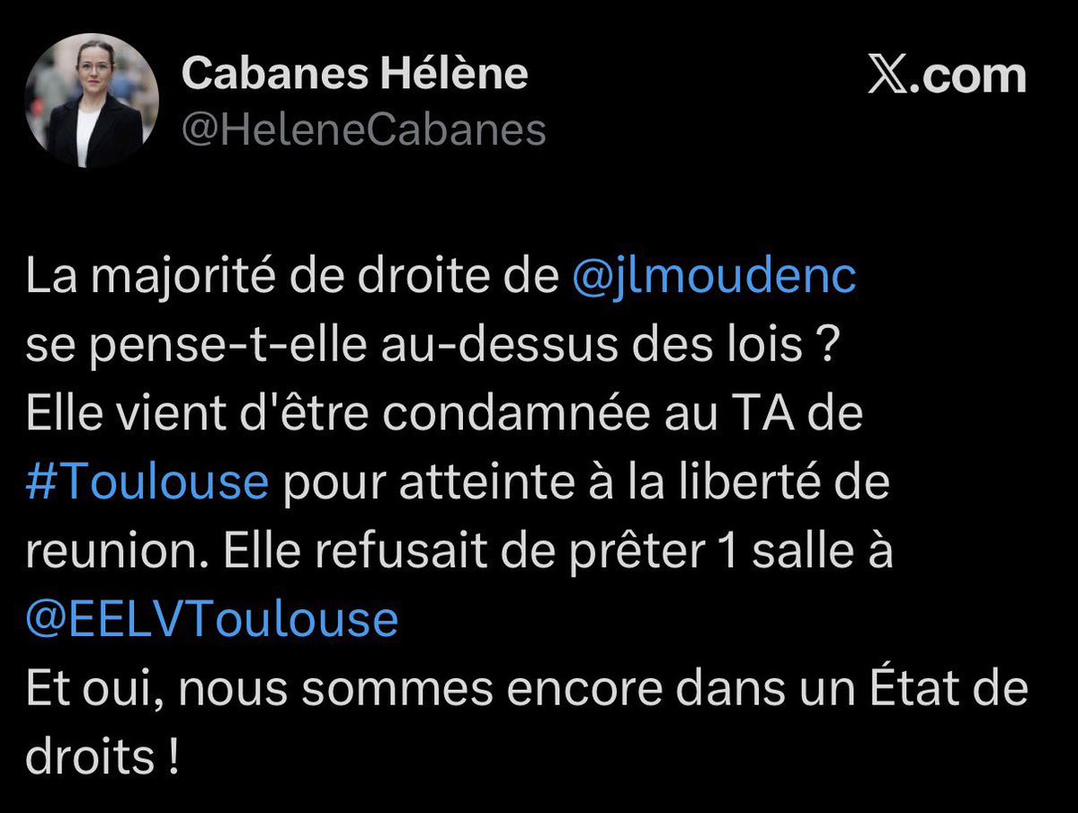 La question n’est pas pourquoi on a refusé cette salle (c’est assez évident au regard des risques), mais pourquoi les verts de <a href="/EELVToulouse/">EELV Toulouse</a> jouent toujours les faux-nez de l’extrême gauche radicale…
🍉