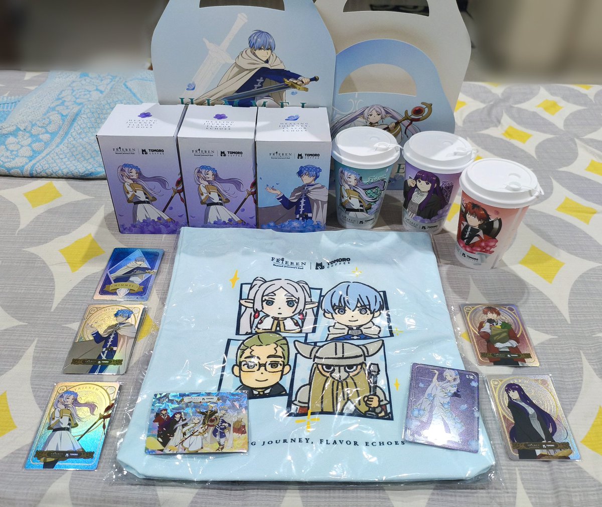 hollowbast's tweet photo. WTS Tomoro x Frieren merch :
- card SR, UR
- color changing tumbler 170k
- tote bag 160k
*free cup random

bisa oren + fee admin https://t.co/Lhy2alK6KI

#tomoroxfrieren #tomoro #frieren https://t.co/yuQjWxXNen