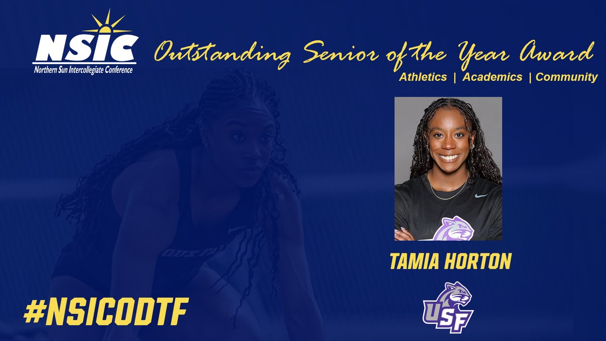 NorthernSunConf's tweet photo. Sioux Fallsโ Tamia Horton Named NSIC Outstanding Senior of the Year for Womenโs Outdoor Track and Field
@USFCougars_ / @USFCougarsXCTF / #NSICODTF
https://t.co/gPWo5tNHX1 https://t.co/UgrKfIrGfT