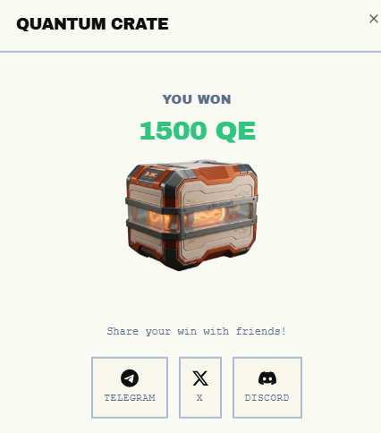 no4ta2024's tweet photo. I just won 1500 QE from a Quantum Crate on DAC Network! 🎉 https://t.co/4xQKABTMvK https://t.co/orzllDcYhr