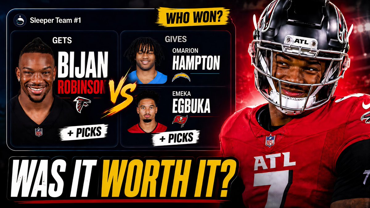 Andrew2True's tweet photo. What’s actually enough to move a player like Bijan Robinson? 👀

We like the pieces coming back in this deal… but moving one of dynasty’s best assets is never easy.

Watch the full Dynasty Trade Show w/ @DeeZtheMFG 👇 https://t.co/Z4nklWeHUZ