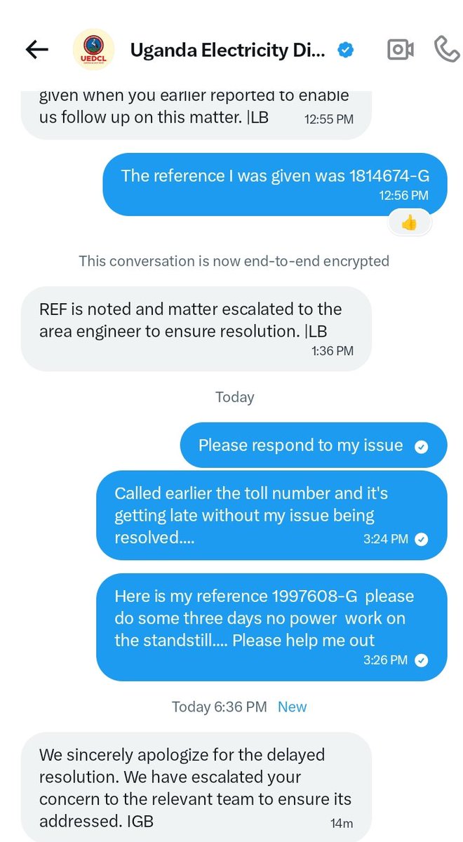256Solomon's tweet photo. @ClimartU @FrosteeLensUg @UEDCLTD Just as you said.... These guys are designed to reply and not to resolve the issue...I have been receiving this similar statement both on call and in texts..... 🤬 https://t.co/Nd6uUImXOd