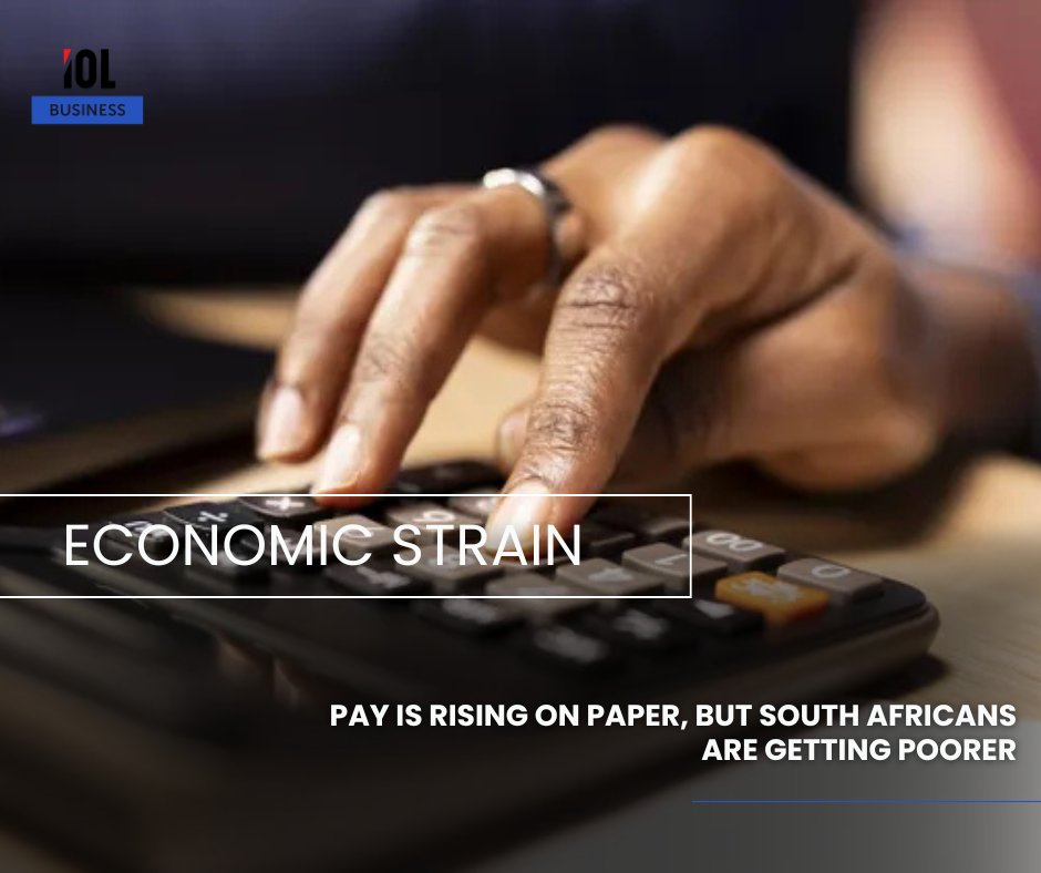 IOL's tweet photo. Pay may be rising on paper, but South Africans are getting poorer as living costs outpace wages and erode household stability. #PaperGains #HiddenPoverty #WageIllusion #EconomicStrain #CostCrunch #SouthAfricanEconomy
Read on https://t.co/FHYJEgAdYg https://t.co/i7rfWleObf