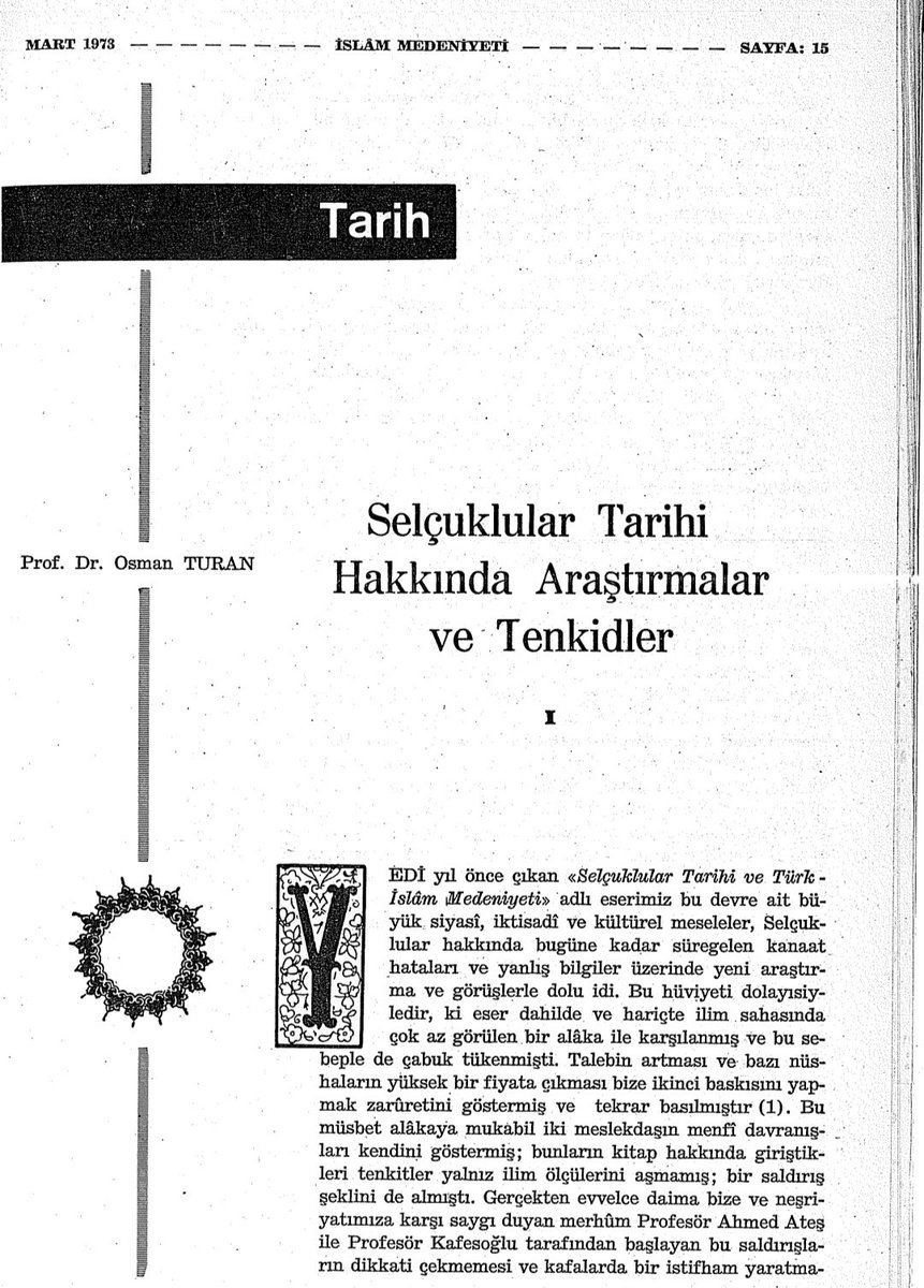 Yusufknds's tweet photo. @hurufunharfleri Hocam "Sencer" kullanımının kökeni hakkında rahmetli Osman Turan Hoca'nın şöyle bir yazısı var. https://t.co/s1IvwPN6Gy