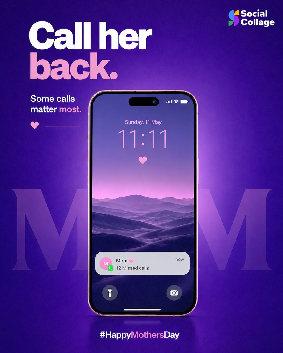 SocialCollage1's tweet photo. Some calls can wait.
Some shouldn’t. 💖

This Mother’s Day, take a moment to call her back.

#SocialCollage #MothersDay #HappyMothersDay #MomLove #socialmediamarketing https://t.co/2IzrS3munW