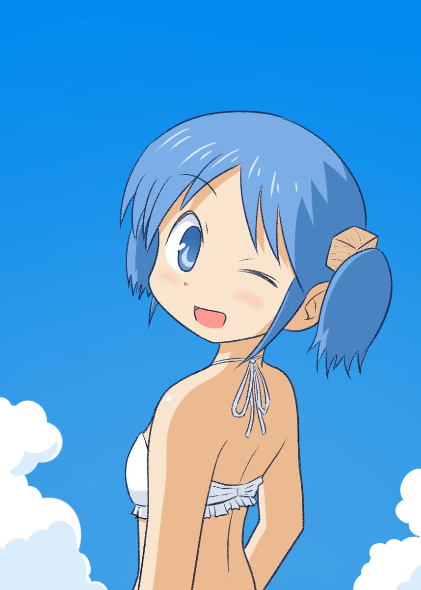 東雲なの 「#背景が青い空と白い雲貼ってね見た人もやってねお願い #Nichijou」|もりなかはじめのイラスト